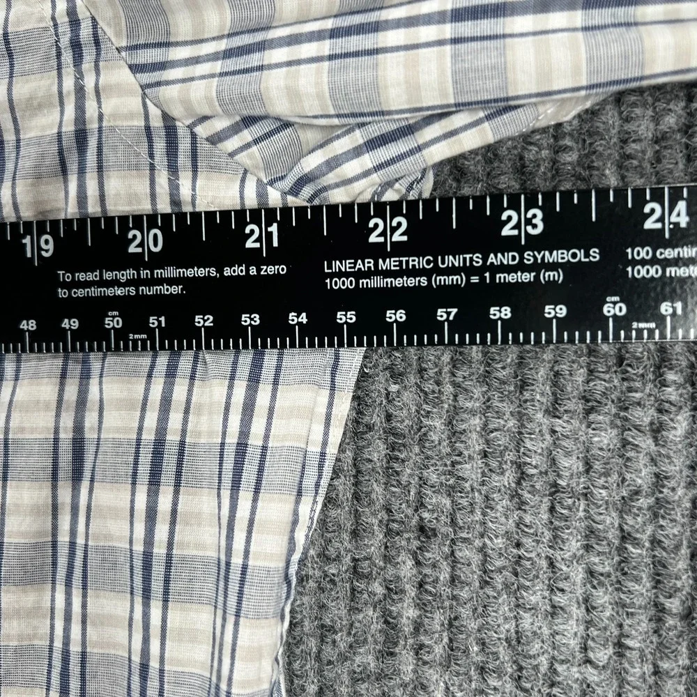 Banana Republic Shirt Mens Large Gray Plaid Long Sleeve Button‎ Up Soft Stretch